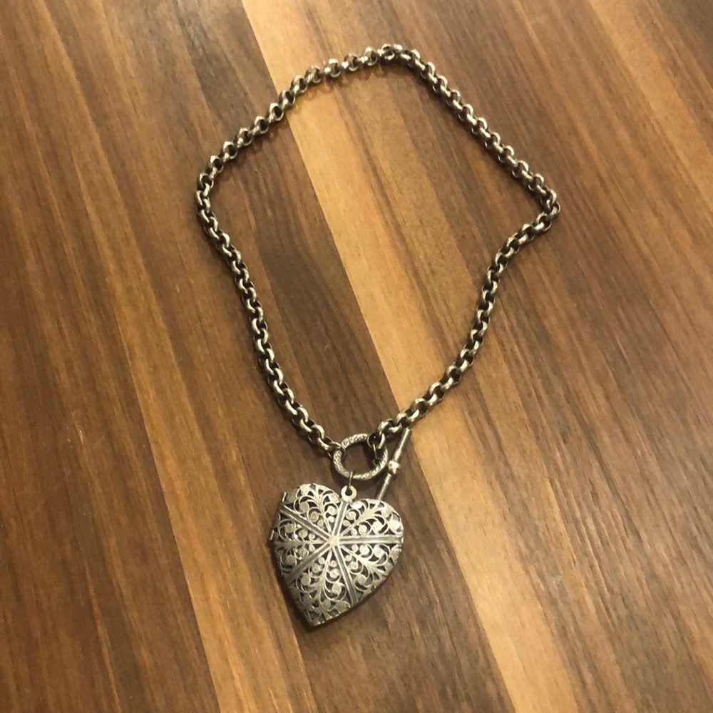 Silver Locket with toggle closure